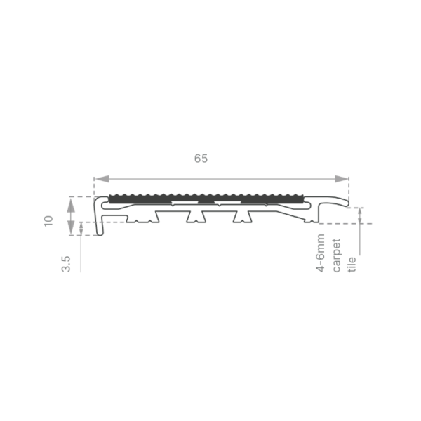 Aluminium Safety Stair Nosing with Aluminium Insert - Image 2