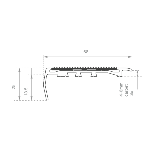 Aluminium Safety Stair Nosing with Aluminium Insert - Image 2