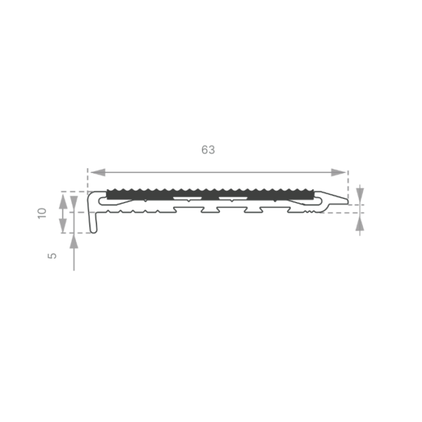 Aluminium Safety Stair Nosing with Aluminium Insert - Image 2