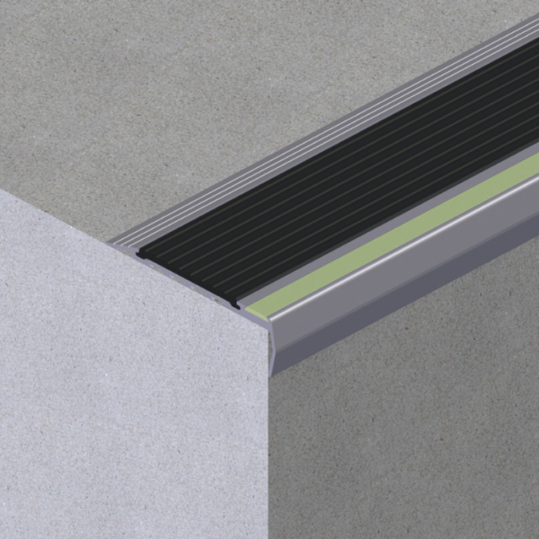 Aluminium Stair Nosing with Poly Insert and Lumo Strip