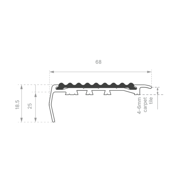Aluminium Safety Stair Nosing with Carborundum Insert - Image 2
