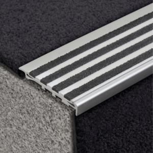 Aluminium Stair Nosing with Striped Carborundum Insert