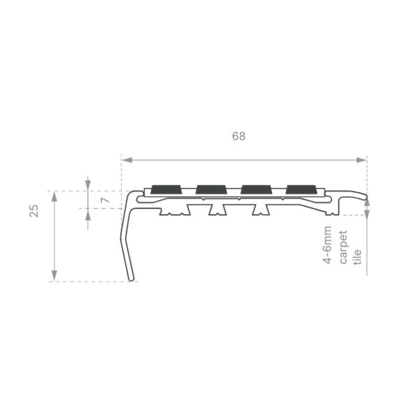 Aluminium Stair Nosing with Striped Carborundum Insert - Image 2