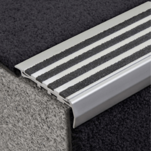 Aluminium Stair Nosing with Striped Carborundum Insert