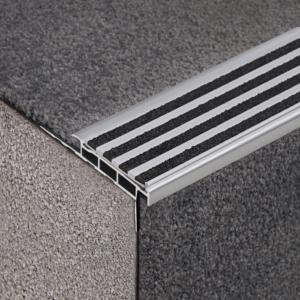 Aluminium Stair Nosing with Striped Carborundum Insert