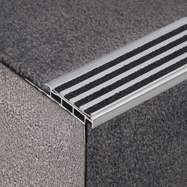 Aluminium Stair Nosing with Striped Carborundum Insert