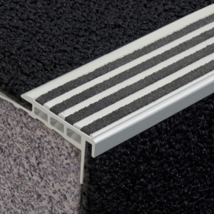 Aluminium Stair Nosing with Striped Carborundum Insert