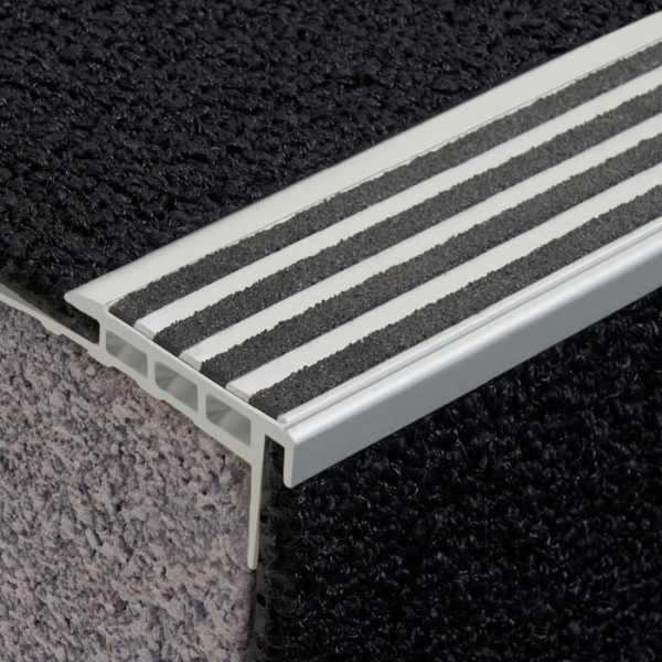 Aluminium Stair Nosing with Striped Carborundum Insert