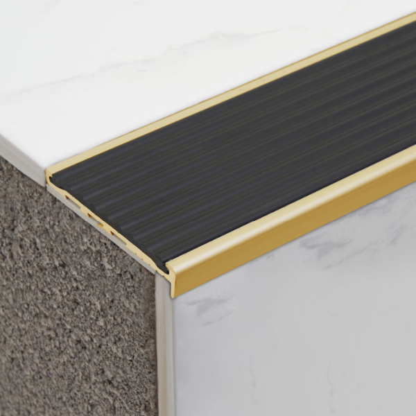 Solid Brass Stair Nosing with Poly Insert